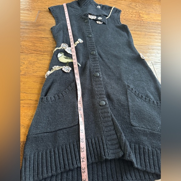 Cevelo Black Cardigan Embellished Appliqué - Picture 15 of 15